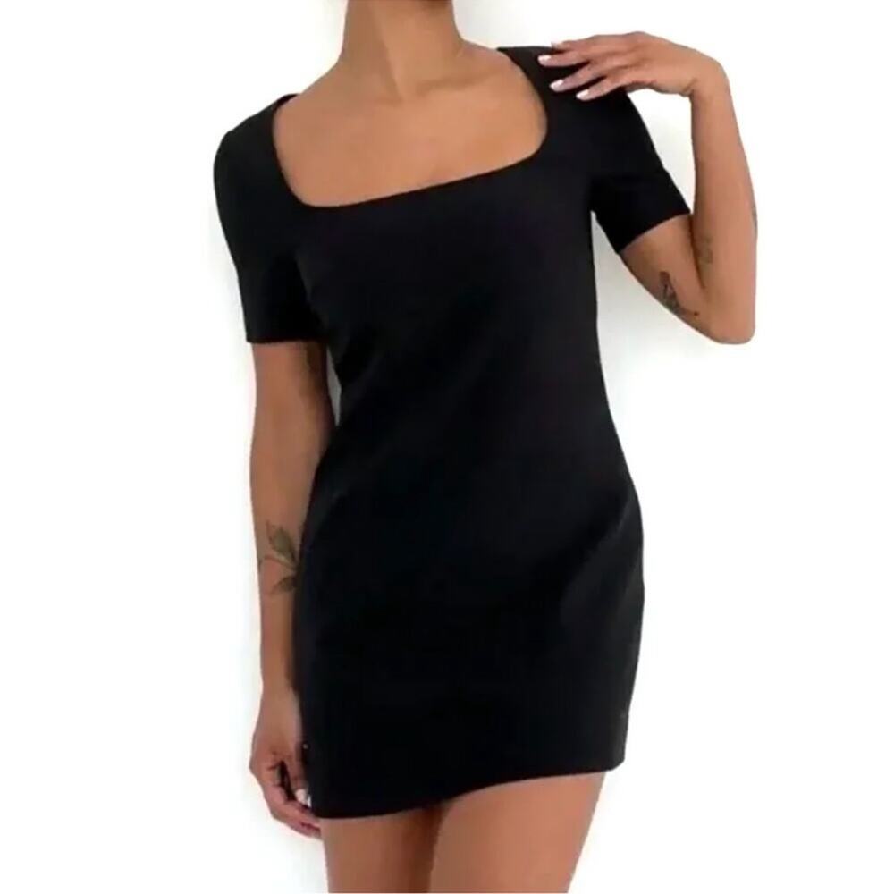 Rumored Mod Square Neck Mini Dress Black Medium NWT